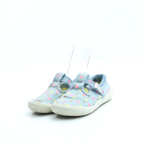Clarks Girls Blue Geometric Polyester Slip On Flat UK 8.5