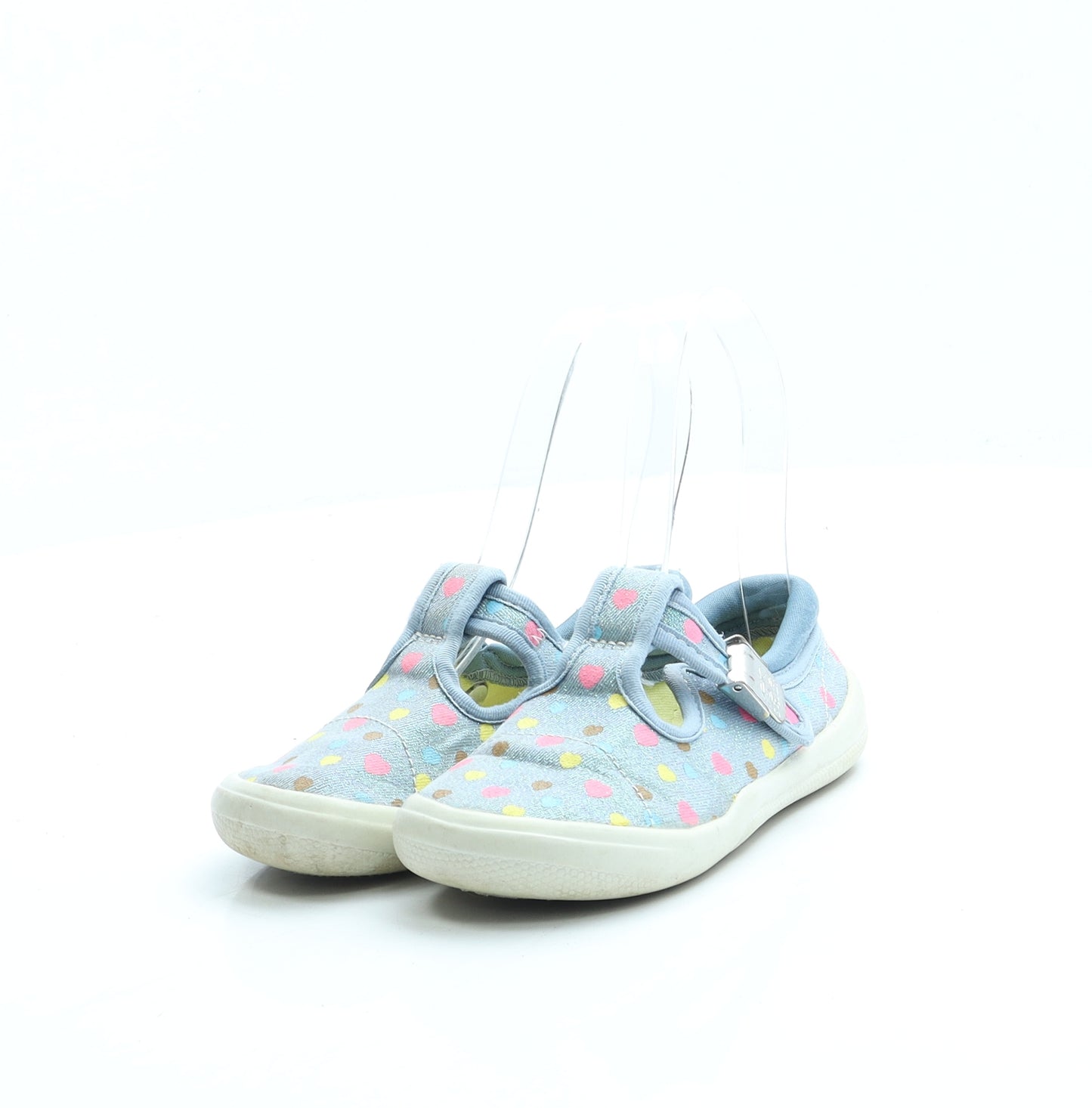 Clarks Girls Blue Geometric Polyester Slip On Flat UK 8.5