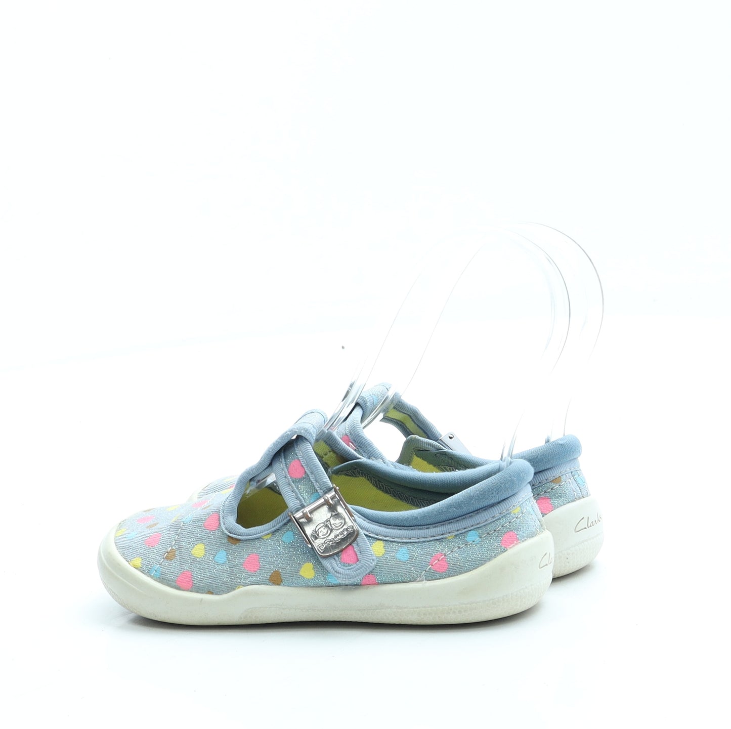 Clarks Girls Blue Geometric Polyester Slip On Flat UK 8.5