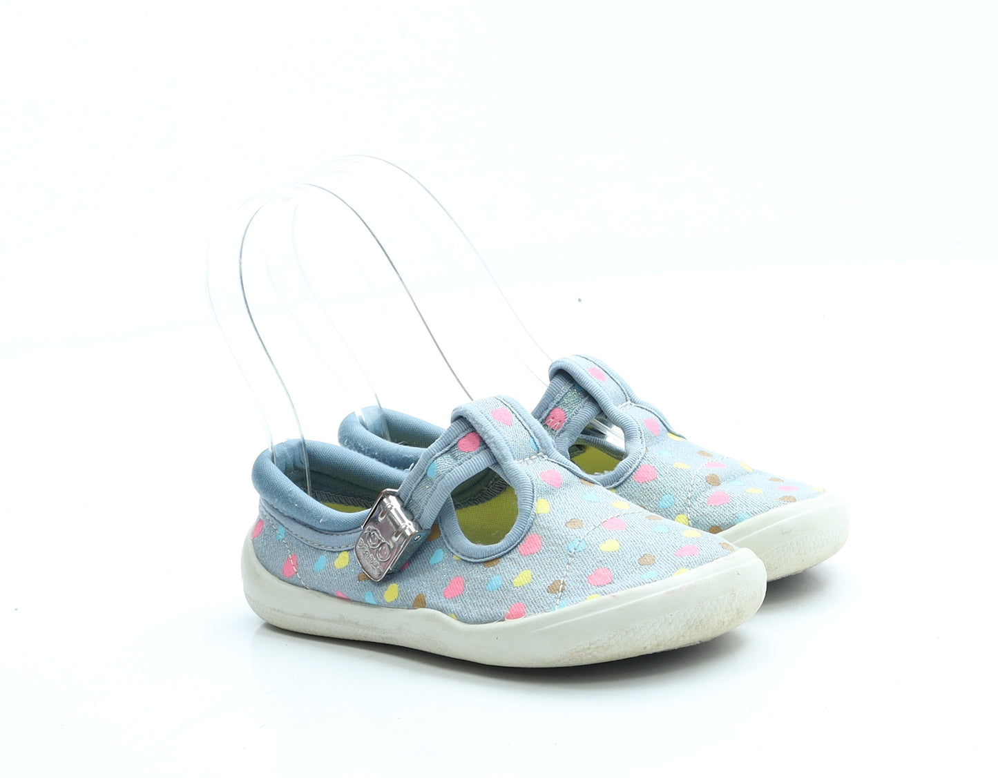 Clarks Girls Blue Geometric Polyester Slip On Flat UK 8.5