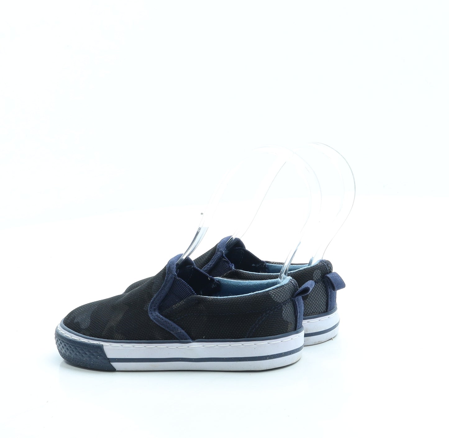 F&F Boys Blue Camouflage Fabric Slip On Trainer UK 8 26