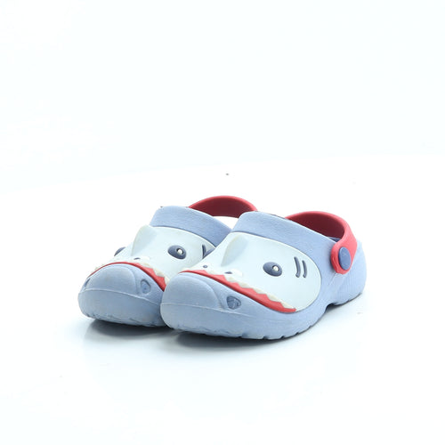 Preworn Boys Blue Rubber Slip On Sandal UK 6 - Shark