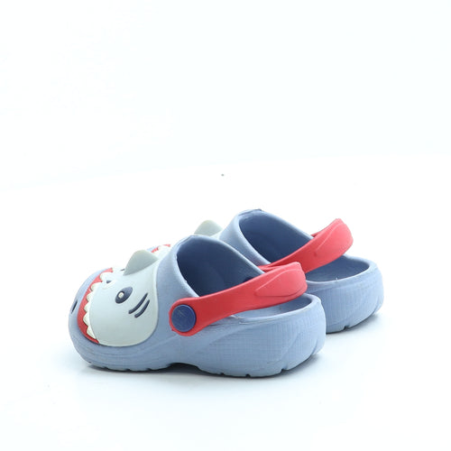 Preworn Boys Blue Rubber Slip On Sandal UK 6 - Shark
