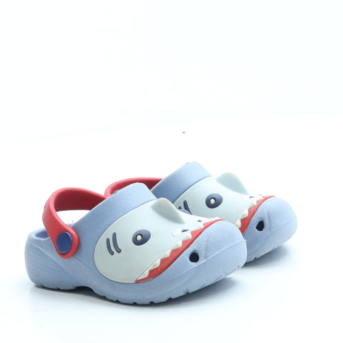 Preworn Boys Blue Rubber Slip On Sandal UK 6 - Shark