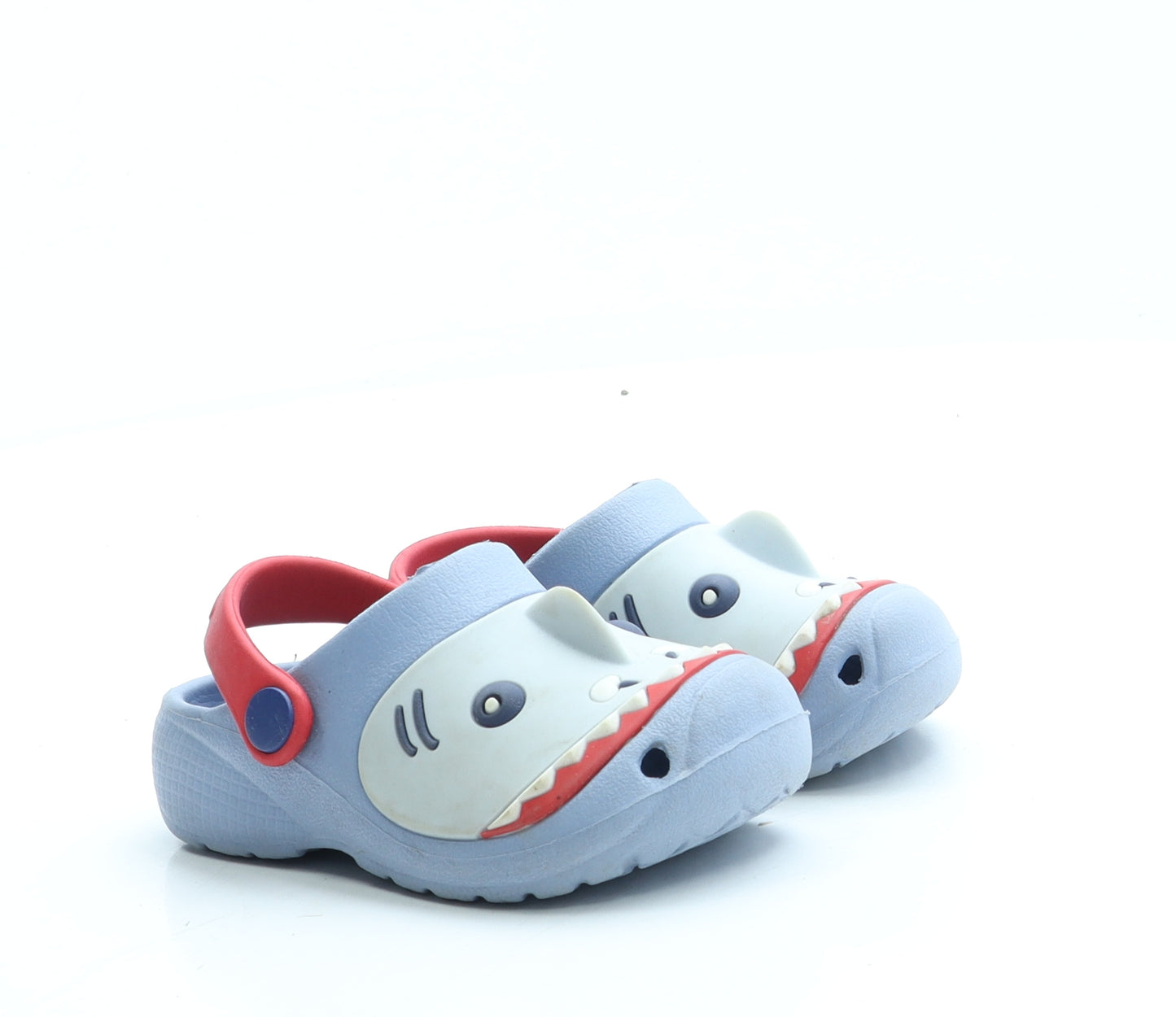 Preworn Boys Blue Rubber Slip On Sandal UK 6 - Shark