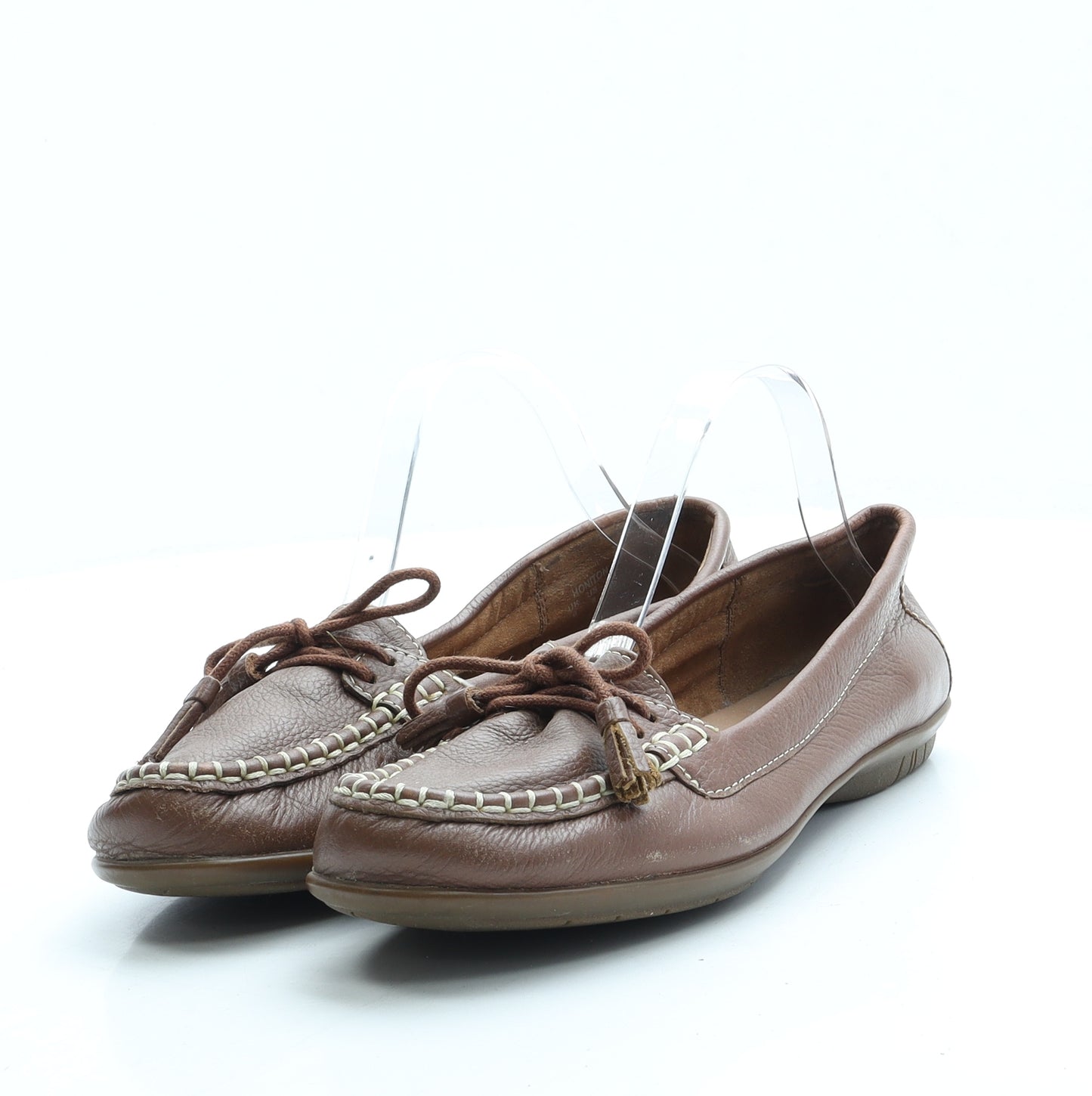 Hotter Womens Brown Leather Loafer Flat UK 6