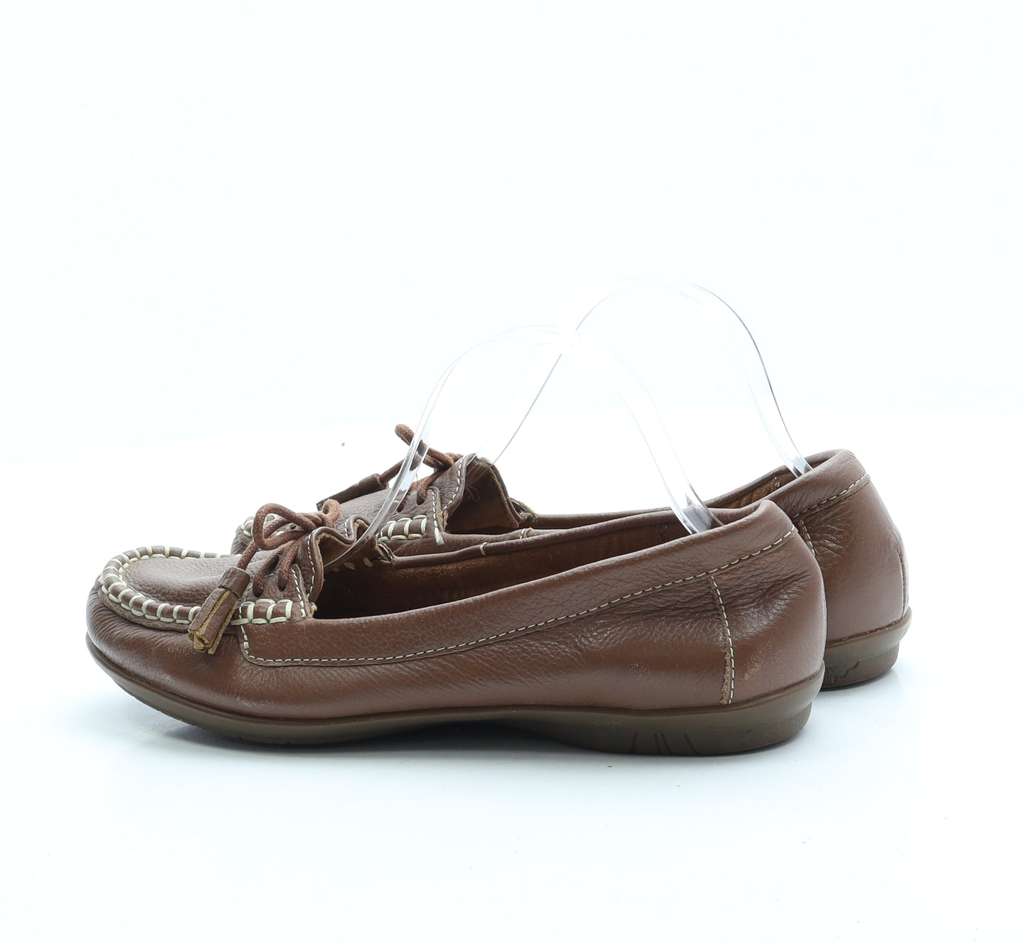 Hotter Womens Brown Leather Loafer Flat UK 6