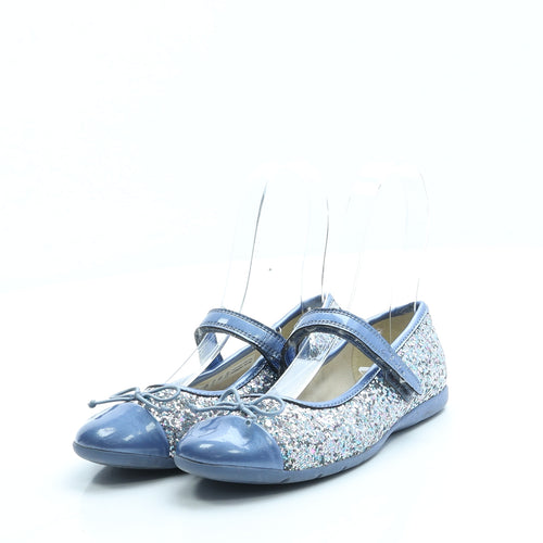 Clarks Girls Blue Polyester Ballet Flat UK 10.5