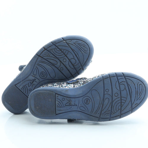 Clarks Girls Blue Polyester Ballet Flat UK 10.5
