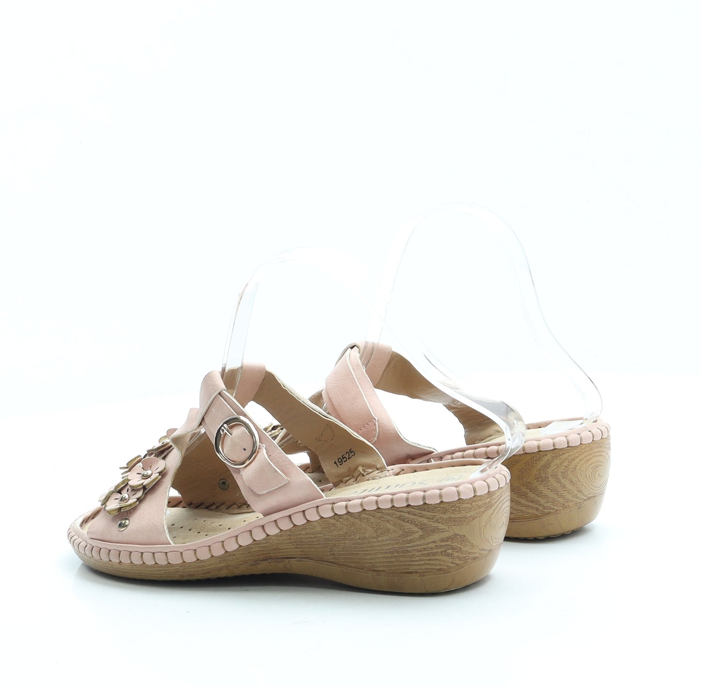 Softlites Womens Pink Floral Leather Slip On Sandal UK 4