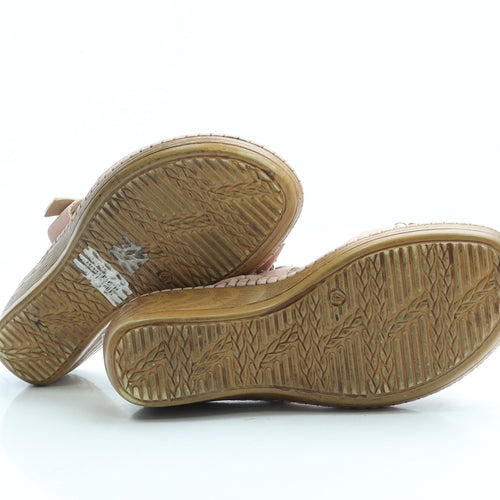 Softlites Womens Pink Floral Leather Slip On Sandal UK 4