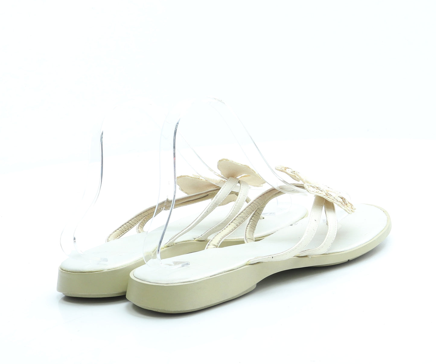 Clarks Womens Ivory Polyester Thong Sandal UK 6 - Butterfly