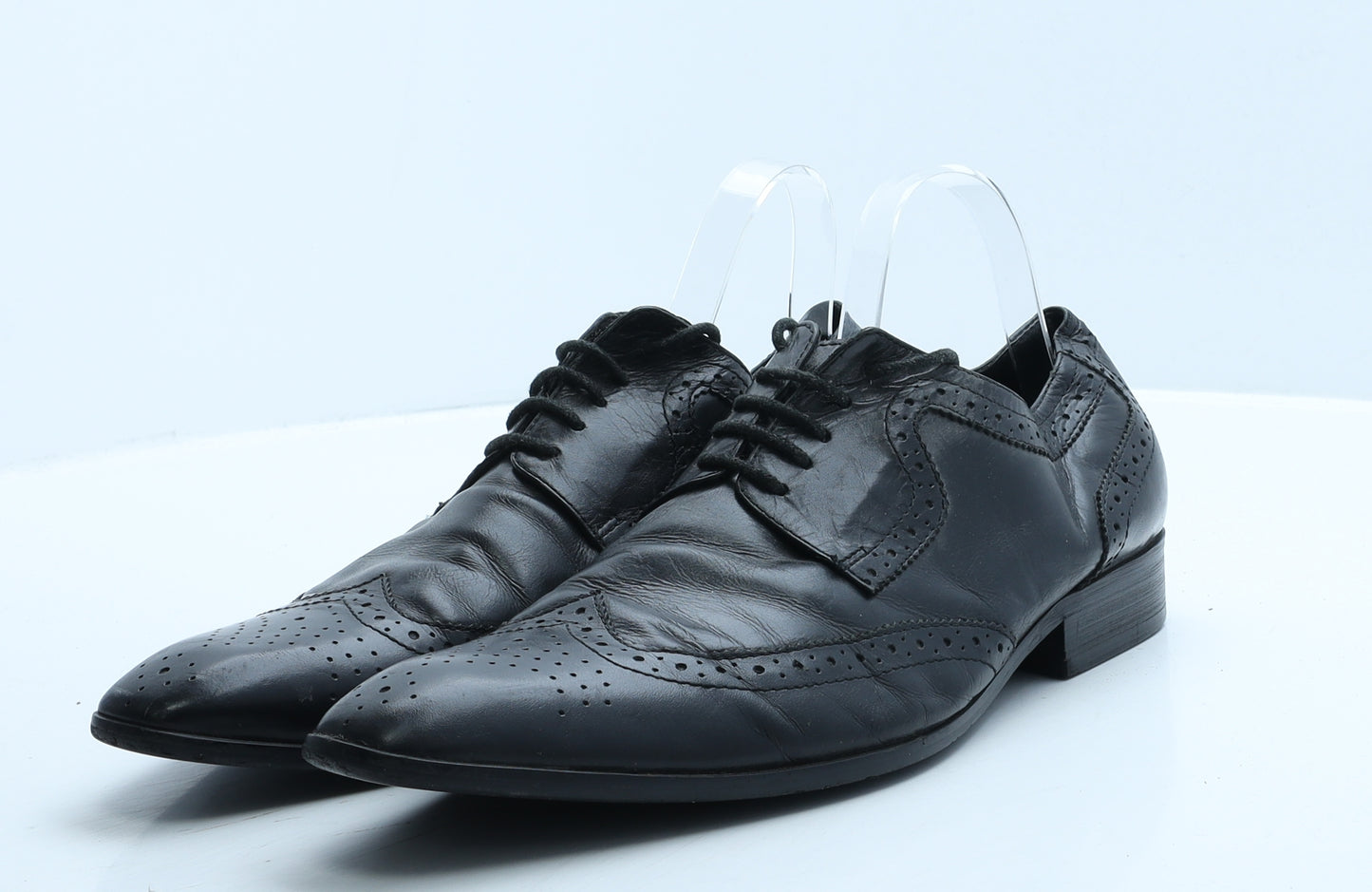 OneSixFive Mens Black Leather Brogue Dress UK 12 46