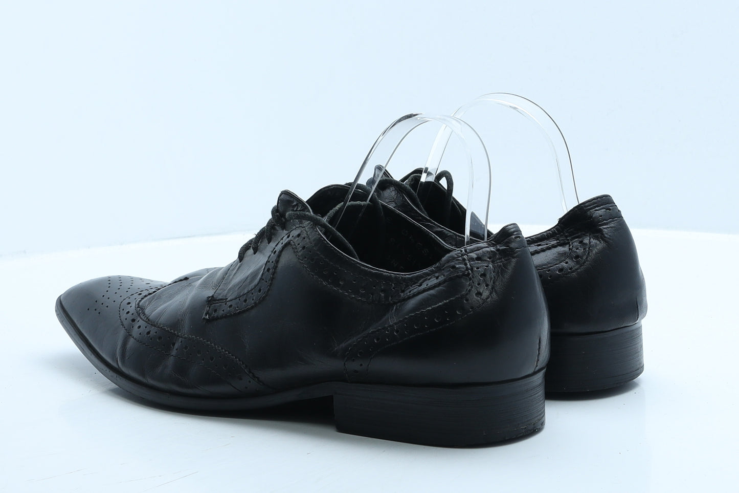 OneSixFive Mens Black Leather Brogue Dress UK 12 46