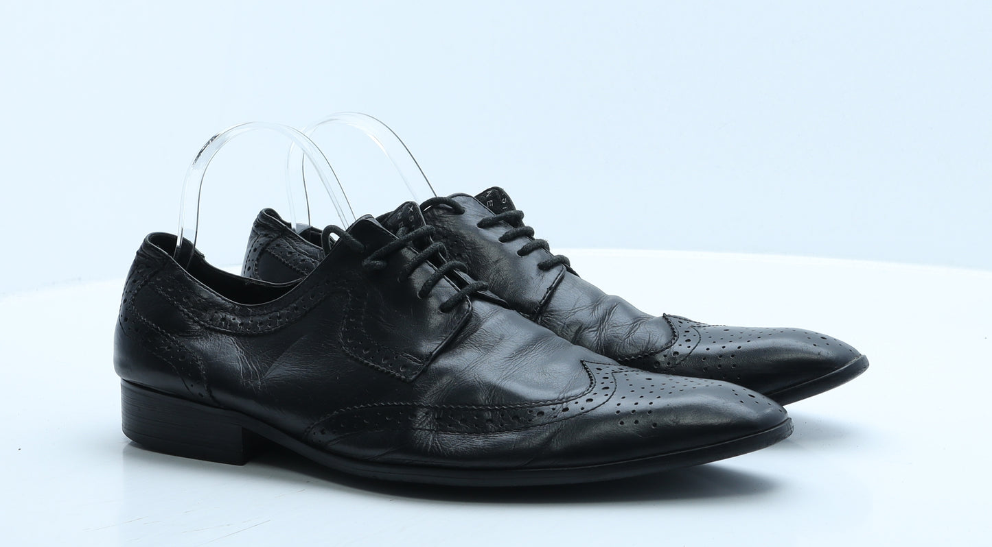 OneSixFive Mens Black Leather Brogue Dress UK 12 46