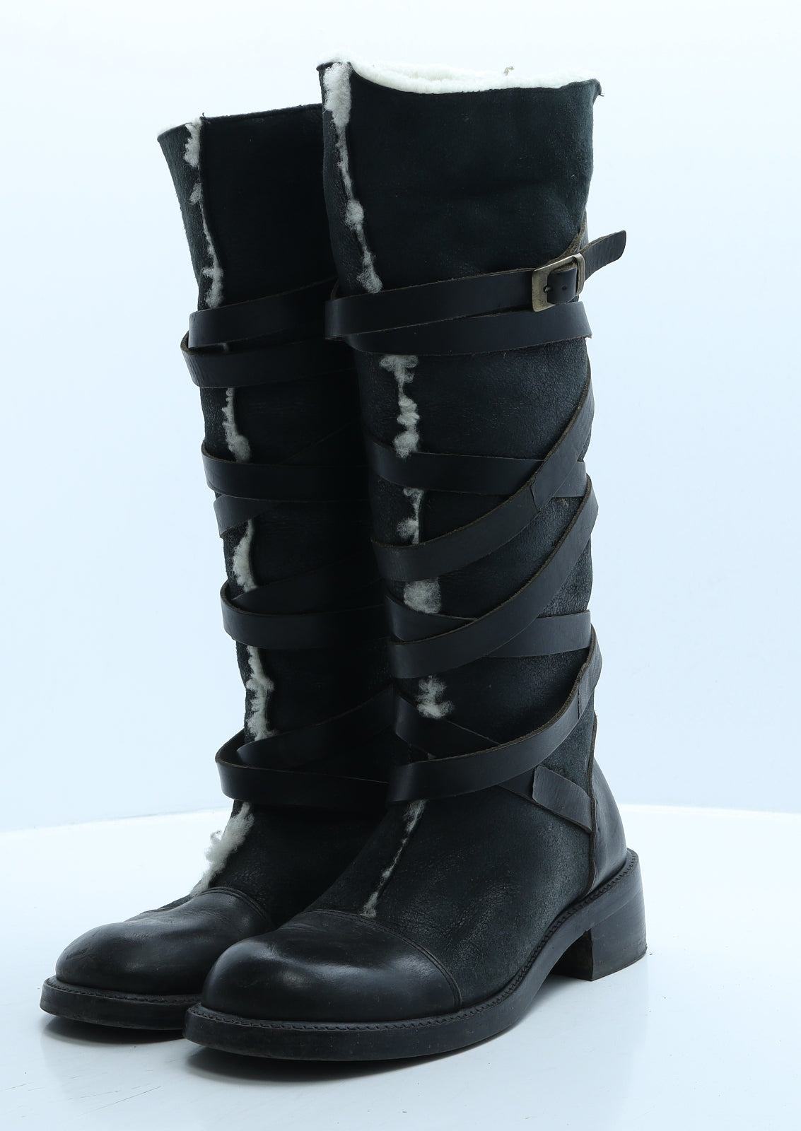 Hobbs Womens Black Faux Leather Slip On Boot UK 3.5