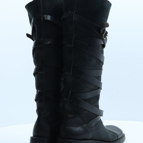 Hobbs Womens Black Faux Leather Slip On Boot UK 3.5