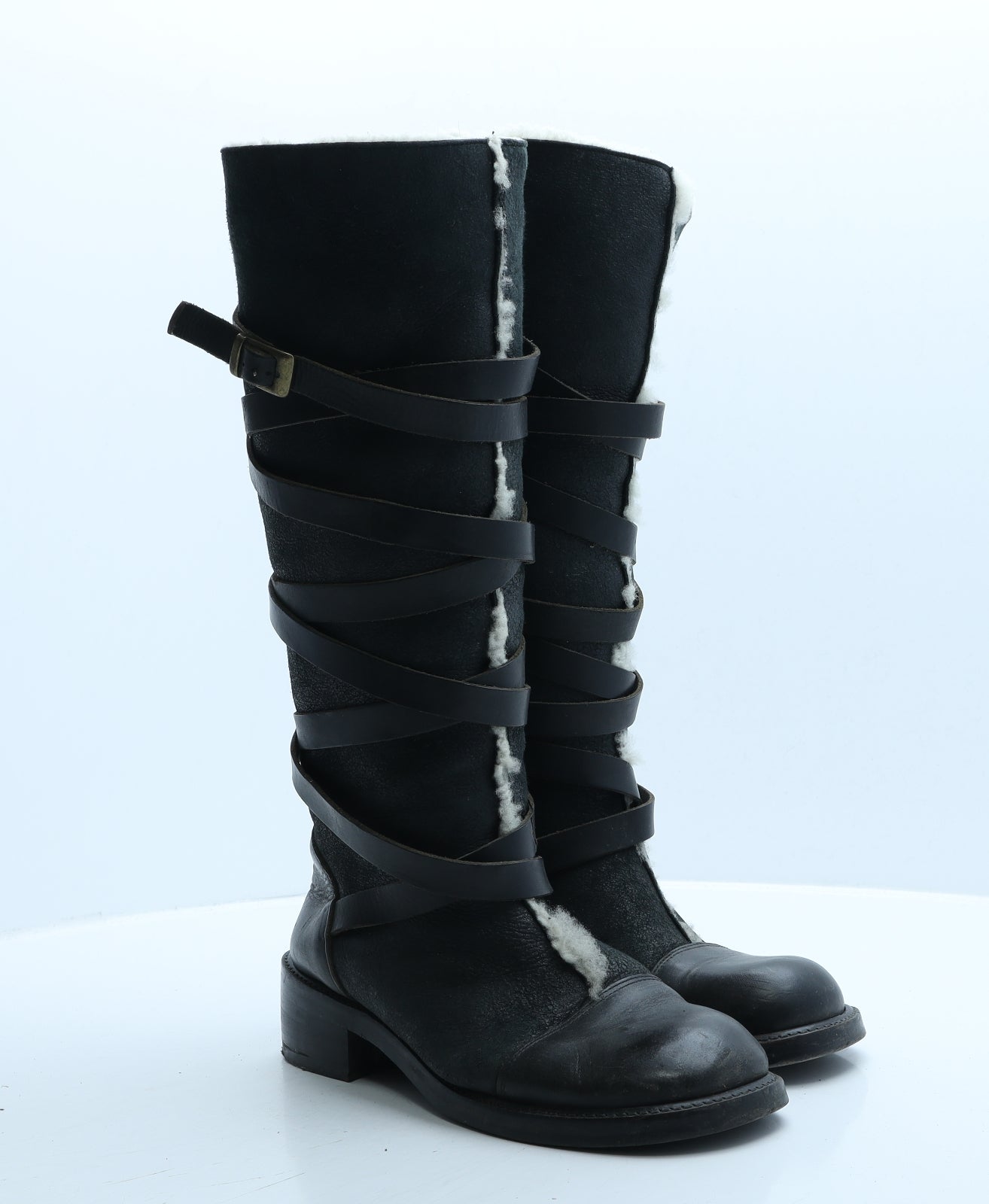 Hobbs Womens Black Faux Leather Slip On Boot UK 3.5