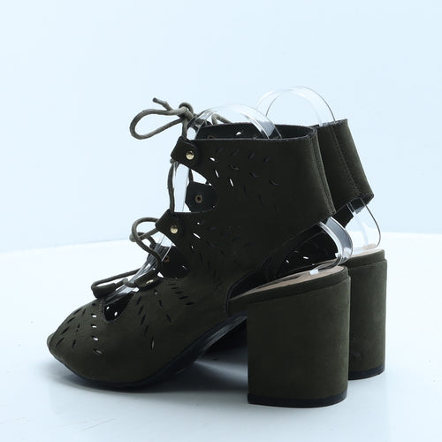 Primark Womens Green Geometric Polyamide Gladiator Heel UK 5 38