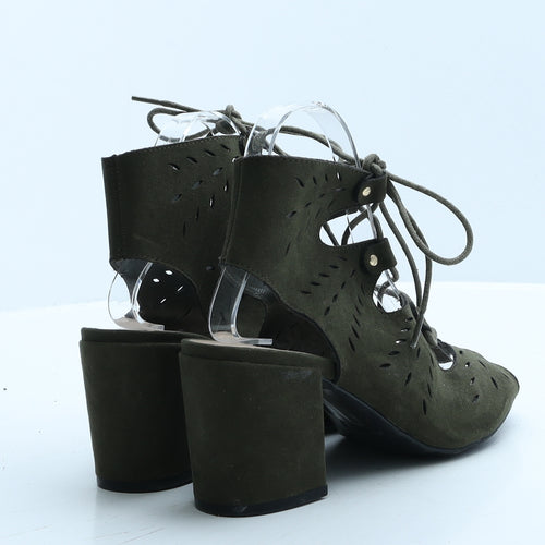 Primark Womens Green Geometric Polyamide Gladiator Heel UK 5 38