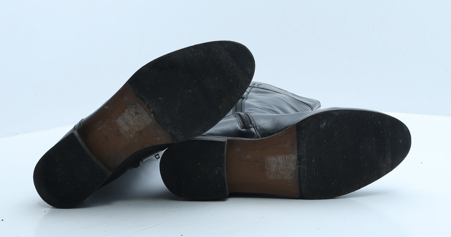 H&M Womens Black Leather Slip On Boot UK 6 39