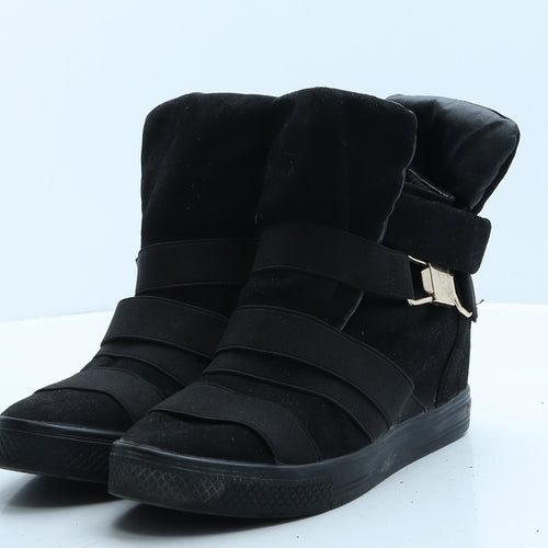 Preworn Womens Black Polyester Slip On Boot UK 7 40