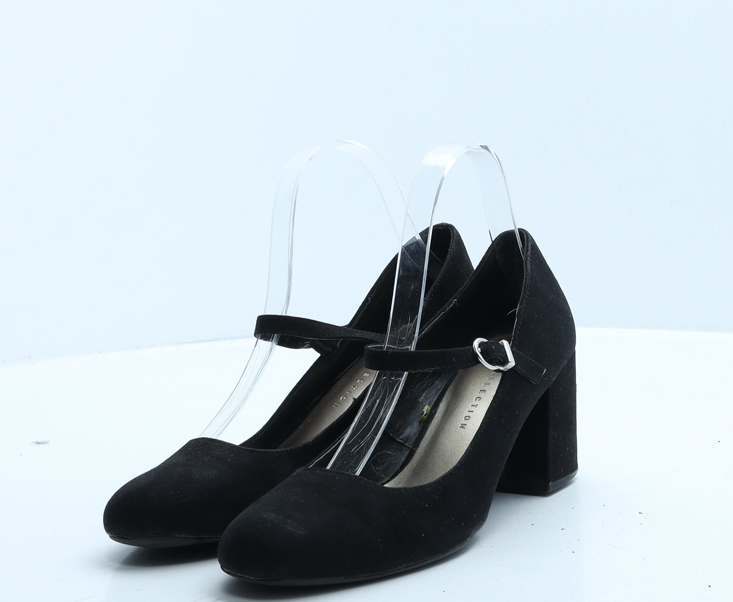 Marks and Spencer Womens Black Faux Suede Court Heel UK 4