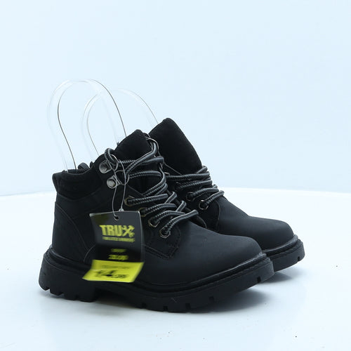Trux Boys Black Polyester Combat Boot UK 10