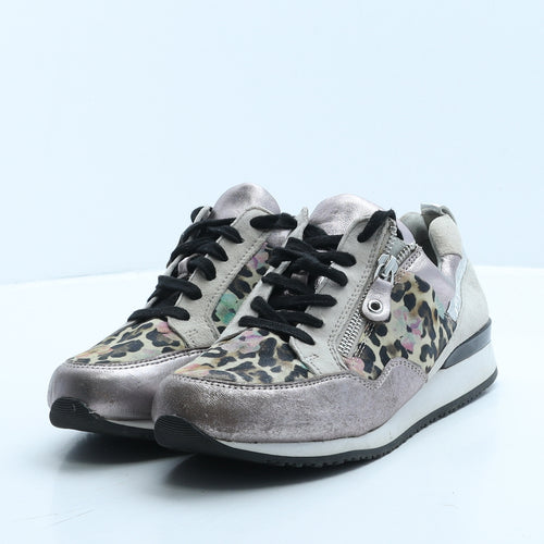 Caprice Womens Multicoloured Animal Print Polyester Trainer UK 4 37
