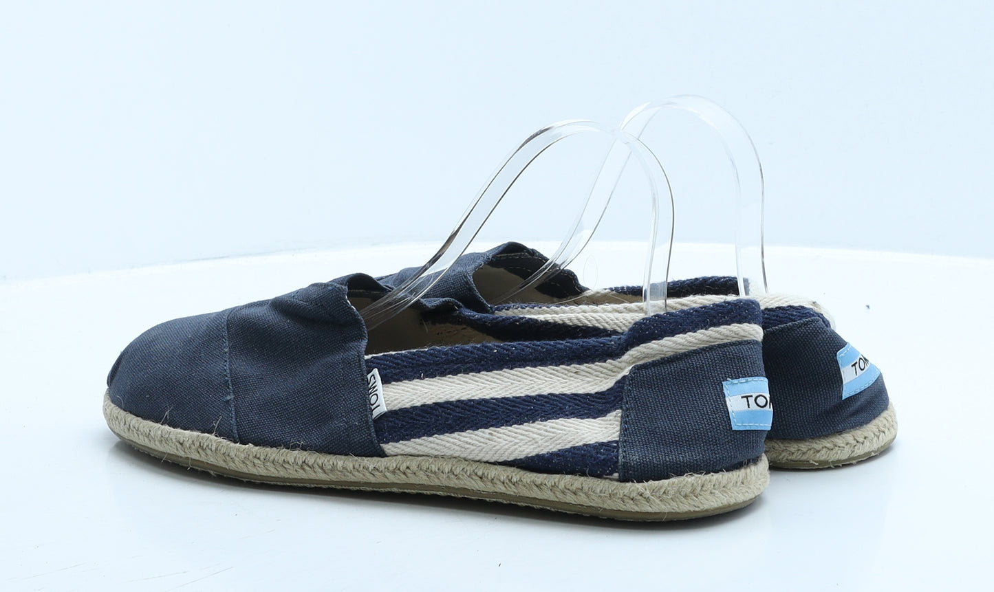 Toms Mens Blue Striped Polyester Loafer Casual UK 11 44