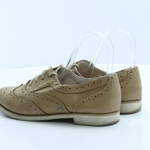 John Rocha Womens Beige Faux Leather Oxford Casual UK 5 38 - Brogue Style