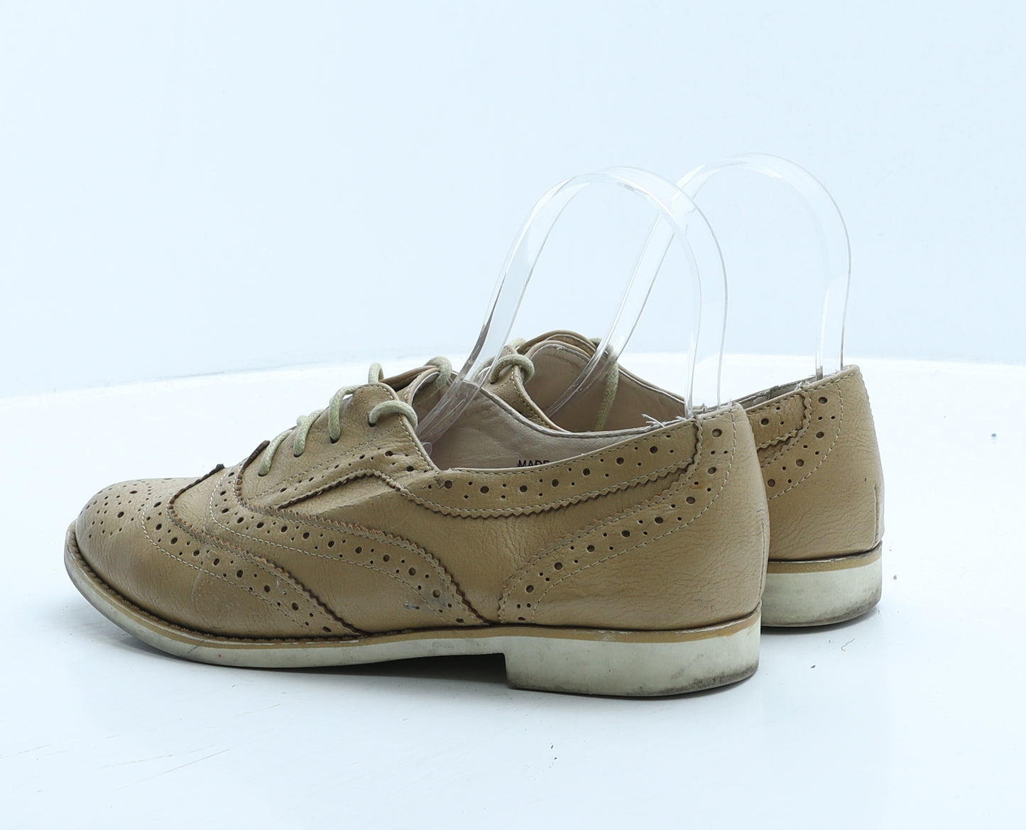 John Rocha Womens Beige Faux Leather Oxford Casual UK 5 38 - Brogue Style