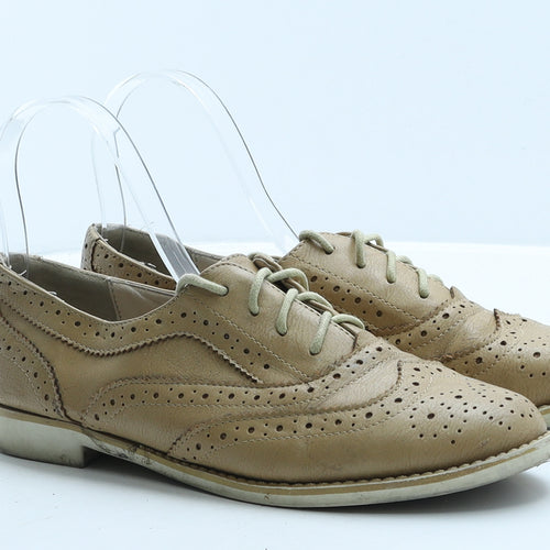 John Rocha Womens Beige Faux Leather Oxford Casual UK 5 38 - Brogue Style