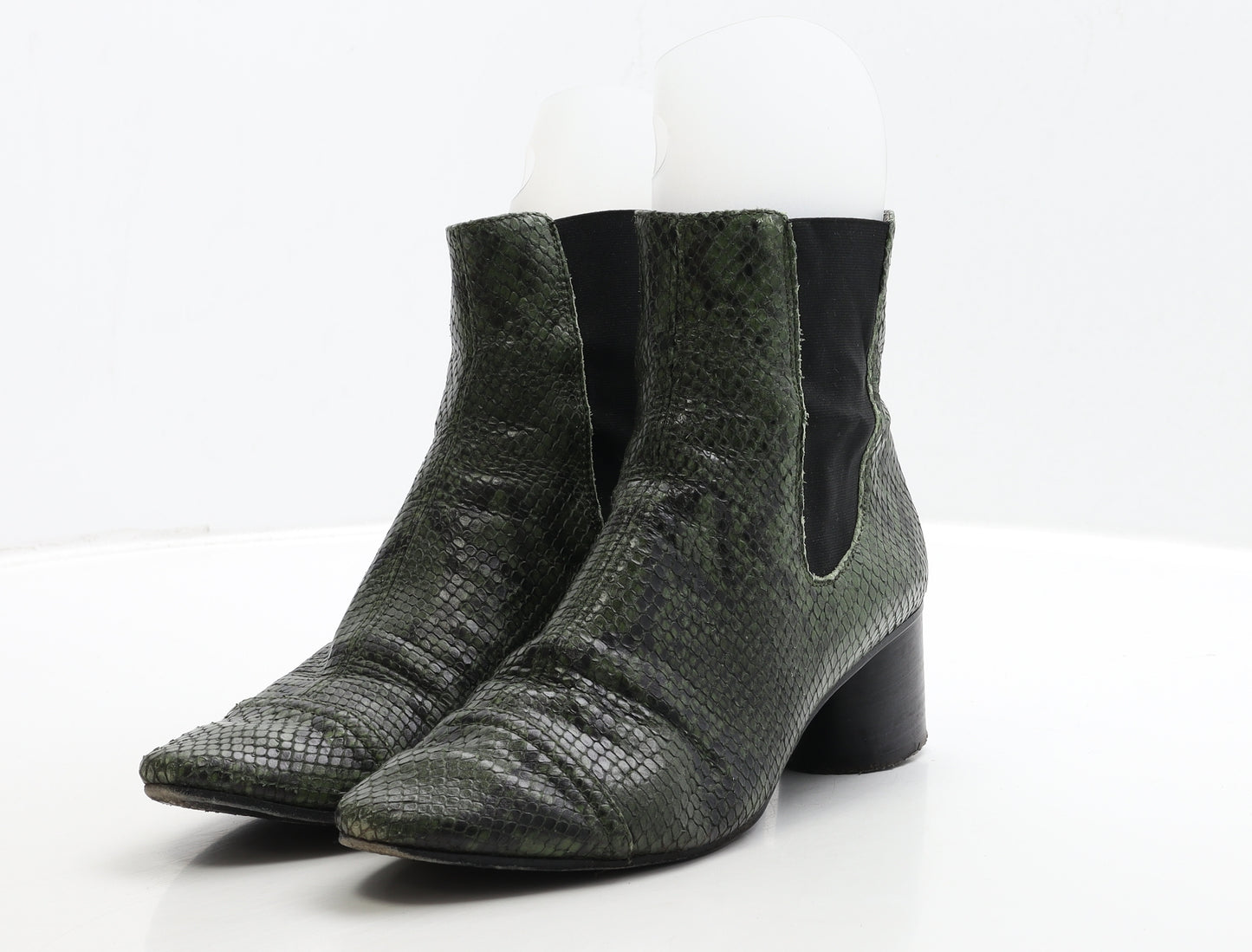 Isabel Marant Womens Green Animal Print Leather Chelsea Boot UK 6 39 - Snake Print