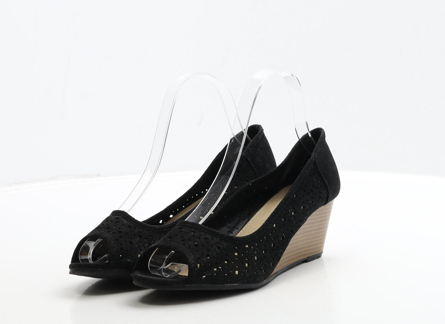 Peacocks Womens Black Suede Court Heel UK 5 38