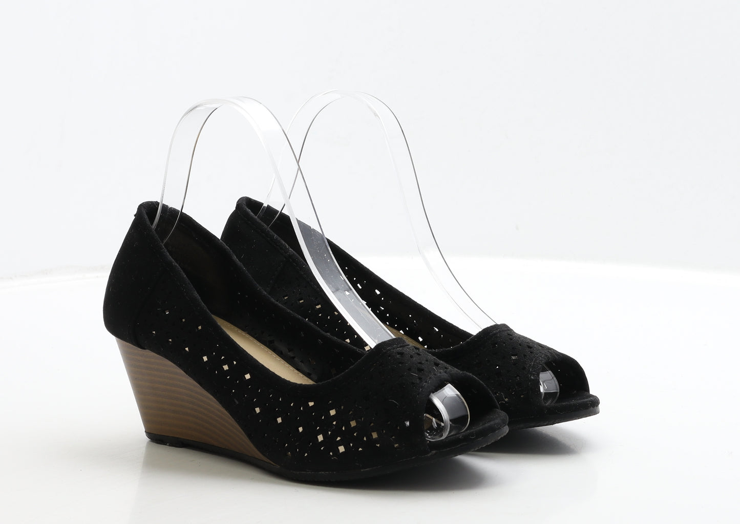 Peacocks Womens Black Suede Court Heel UK 5 38