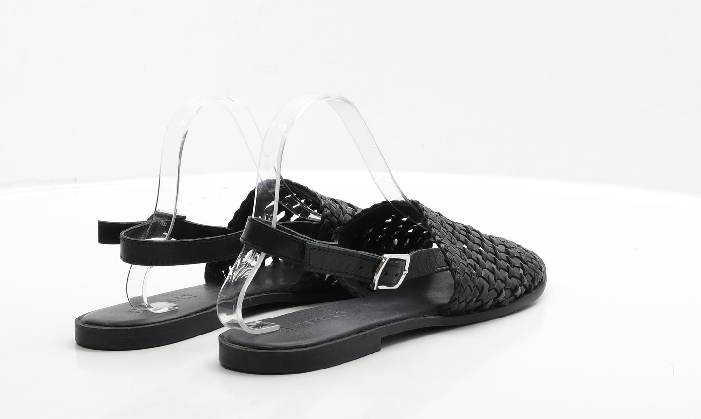 NEXT Womens Black Leather Slingback Sandal UK 8 42