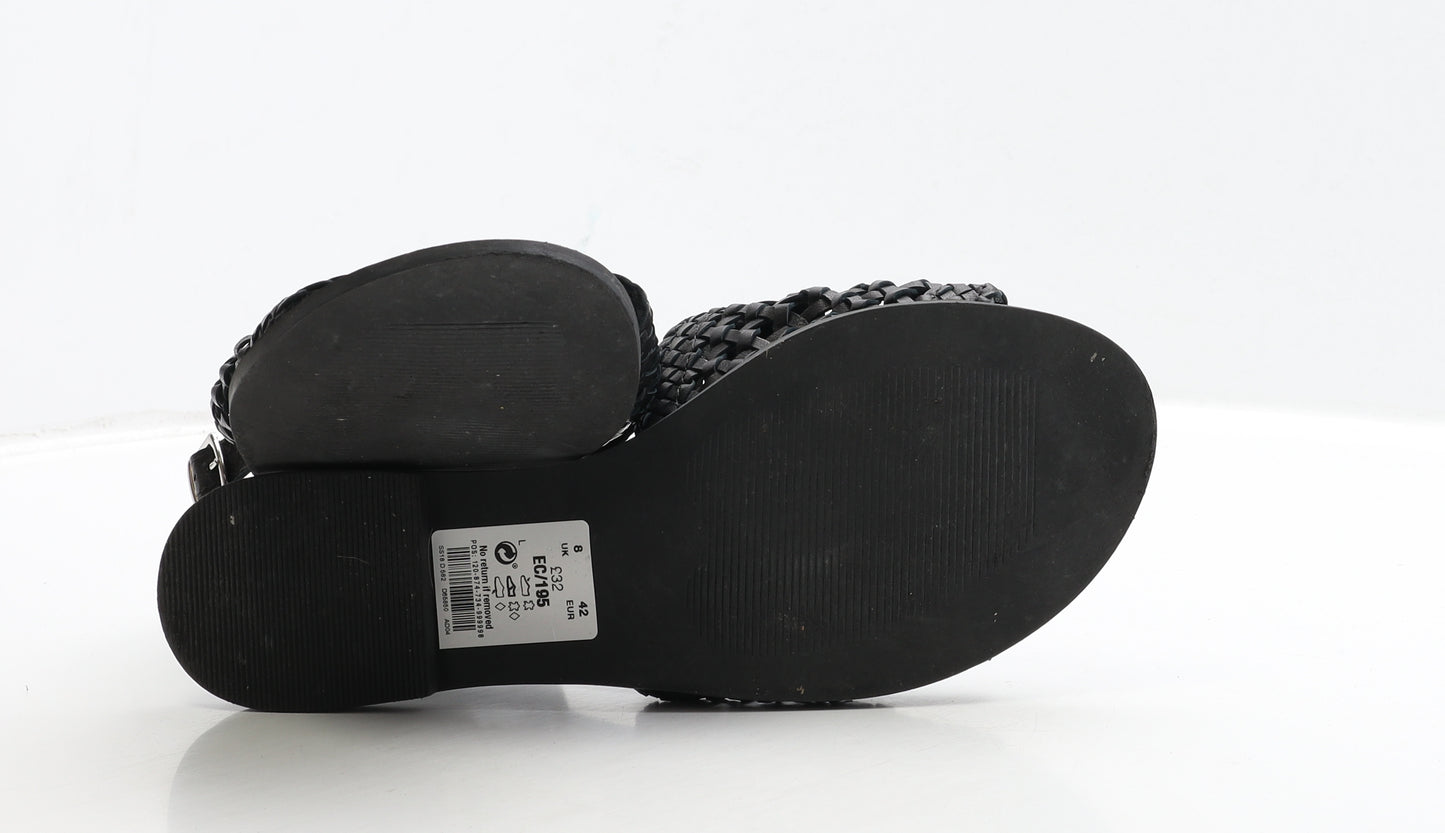 NEXT Womens Black Leather Slingback Sandal UK 8 42