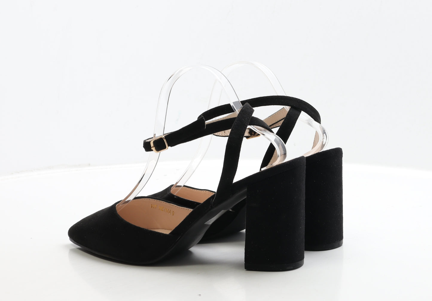 Raid Womens Black Suede Strappy Heel UK 9 43 - Wide Fit