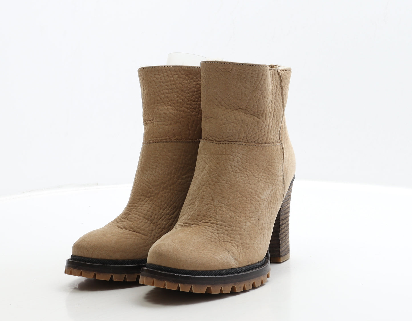 Zara Womens Beige Suede Bootie Boot UK 4 37