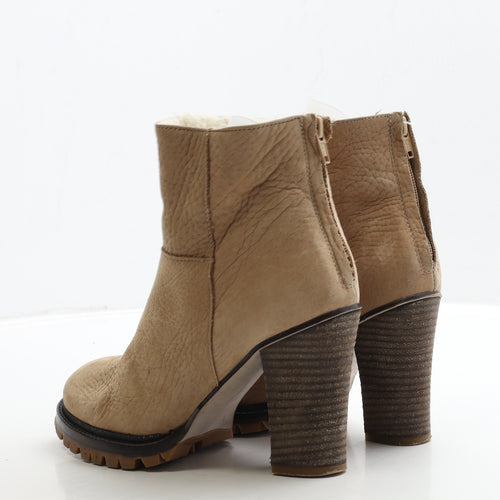 Zara Womens Beige Suede Bootie Boot UK 4 37
