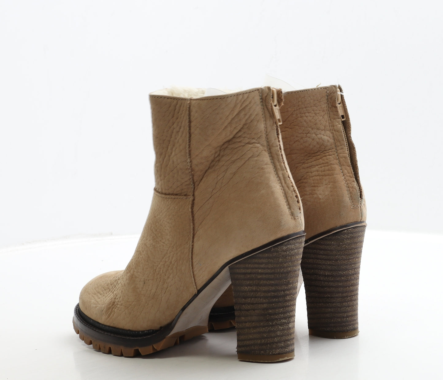 Zara Womens Beige Suede Bootie Boot UK 4 37