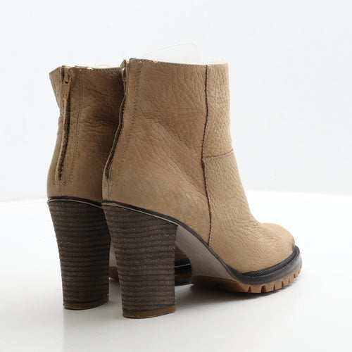 Zara Womens Beige Suede Bootie Boot UK 4 37