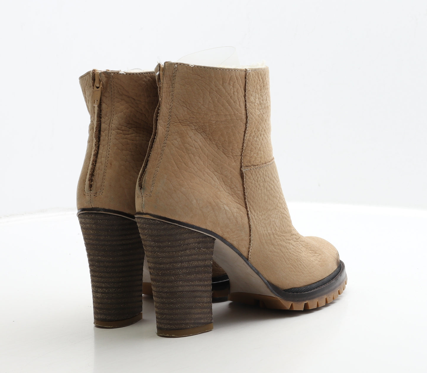 Zara Womens Beige Suede Bootie Boot UK 4 37