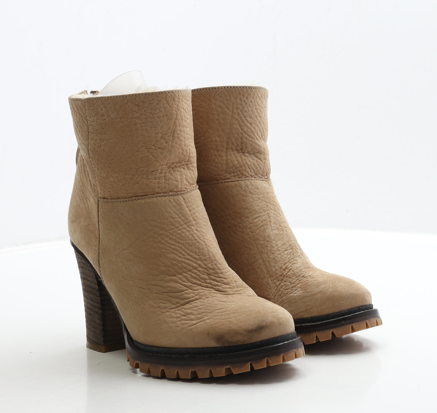 Zara Womens Beige Suede Bootie Boot UK 4 37