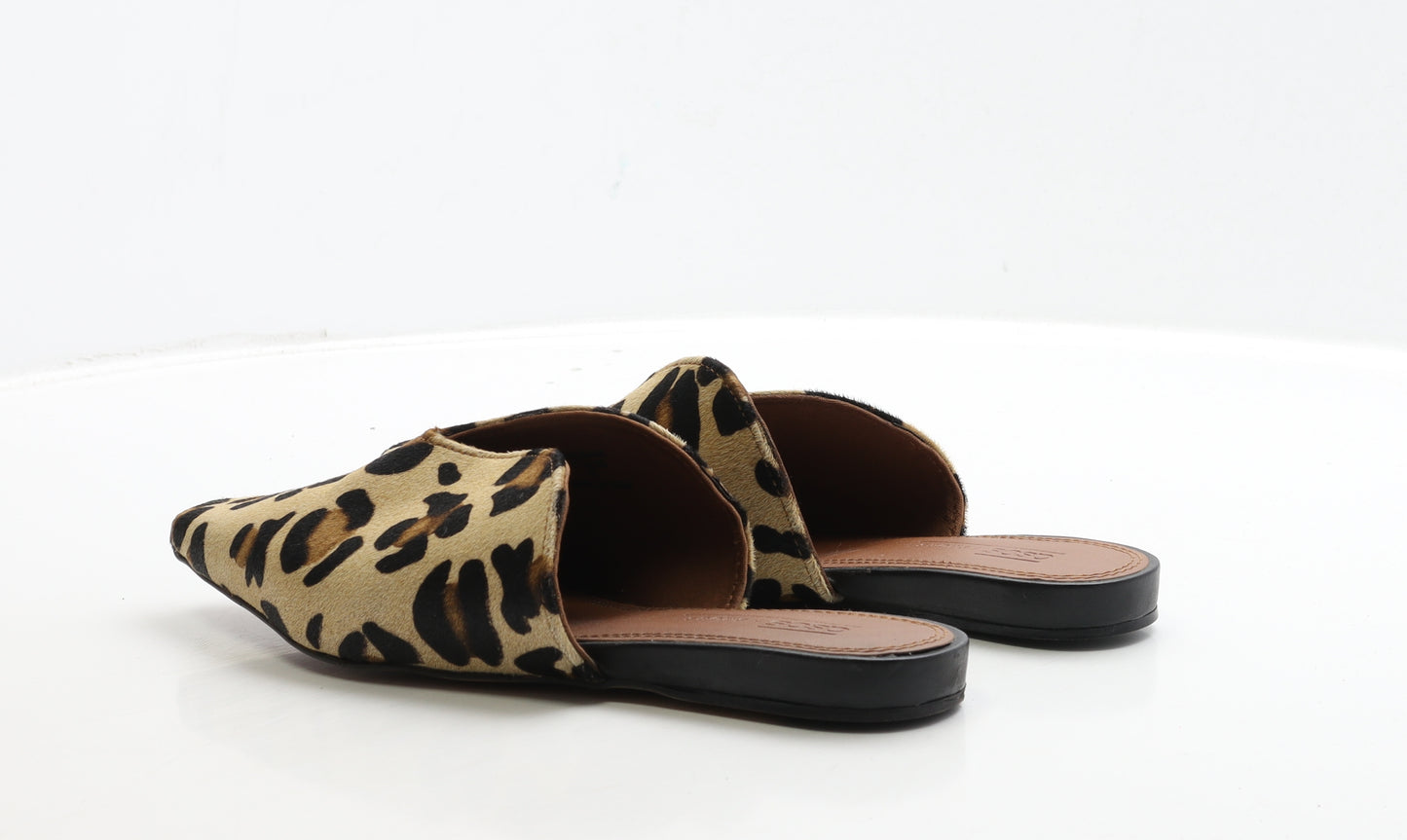 ASOS Womens Brown Animal Print Polyester Slip On Flat UK 6 39 - Leopard Print