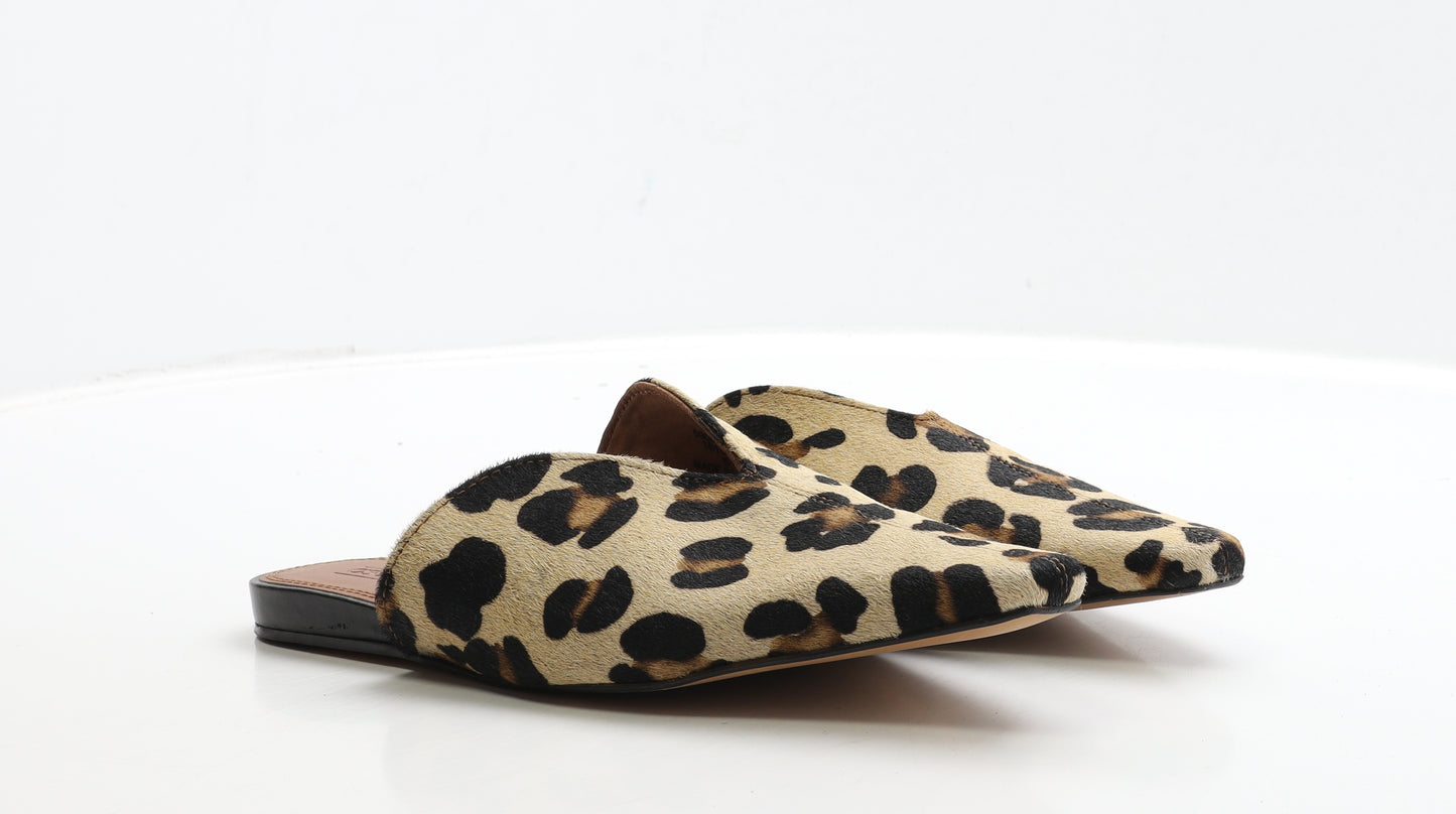 ASOS Womens Brown Animal Print Polyester Slip On Flat UK 6 39 - Leopard Print