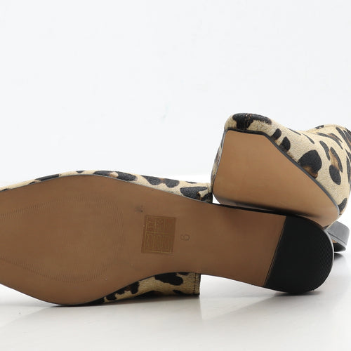 ASOS Womens Brown Animal Print Polyester Slip On Flat UK 6 39 - Leopard Print
