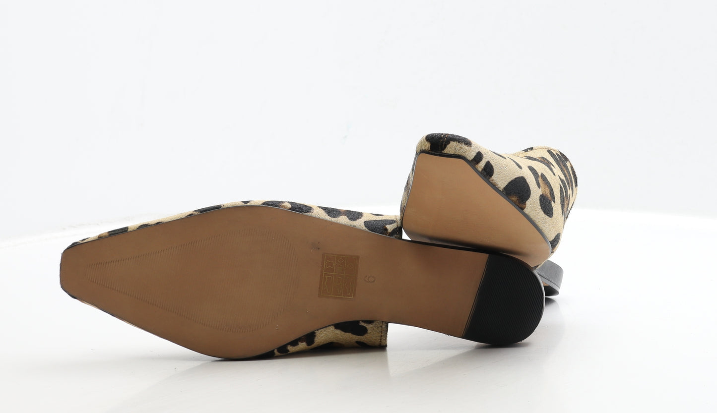 ASOS Womens Brown Animal Print Polyester Slip On Flat UK 6 39 - Leopard Print