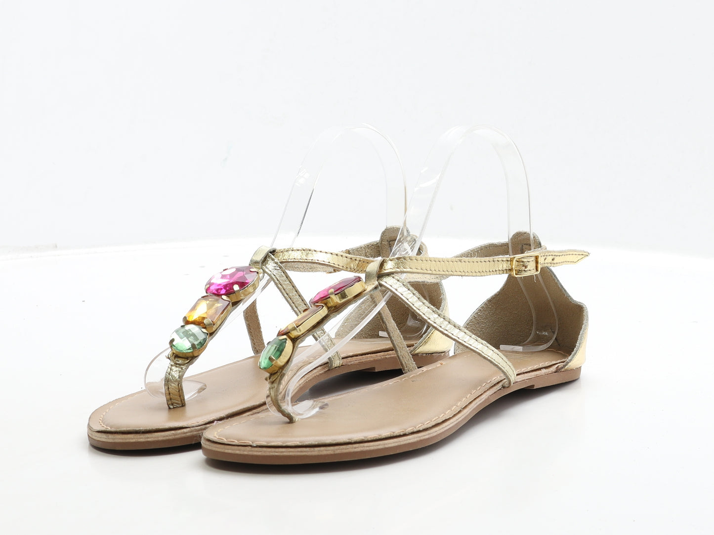 F&F Womens Gold Polyester Thong Sandal UK 5 38